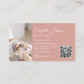 Elegantes Skript Chic Pink Foto-QR-Code Visitenkarte (Rückseite)