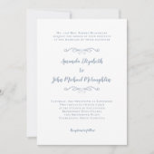 Elegantes Skript Classic Formal Wedding Dusty Blue Einladung (Vorderseite)