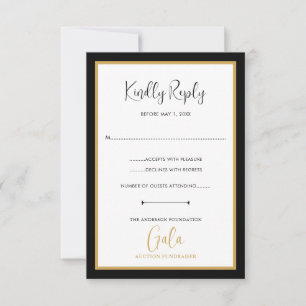Elegantes Skript Corporate Gala Fundraising-Event RSVP Karte