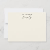 Elegantes Skript Creme personalisierte Flat Mitteilungskarte (Vorderseite)