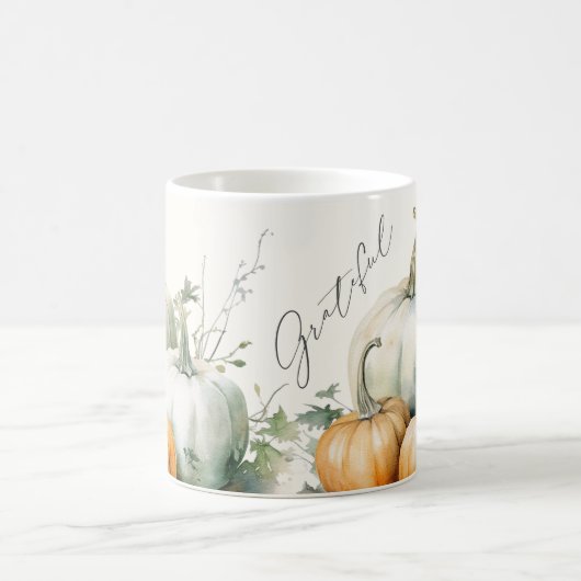 Elegantes Skript Dankbare rustikale Pumpkin-Tasse Kaffeetasse (Mittel)
