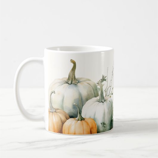 Elegantes Skript Dankbare rustikale Pumpkin-Tasse Kaffeetasse (Links)