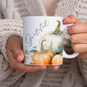 Elegantes Skript Dankbare rustikale Pumpkin-Tasse Kaffeetasse
