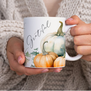 Elegantes Skript Dankbarer Rustikaler Kürbismehllö Kaffeetasse