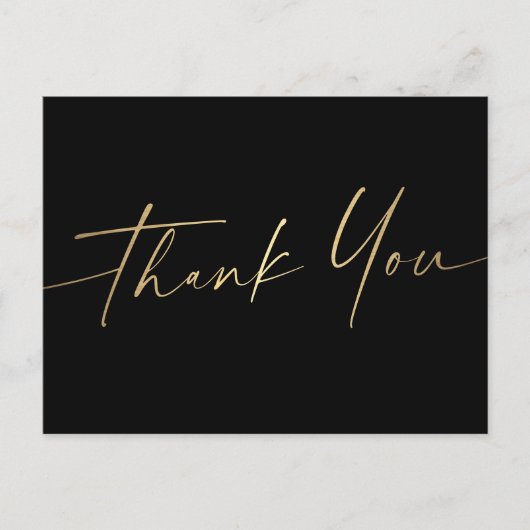 Elegantes Skript danke Ihnen stilvoll schwarz Postkarte (Vorderseite)
