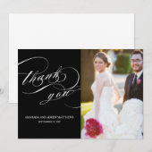 Elegantes Skript-danken Schwarz-weißes Dankeskarte (Vorne/Hinten)