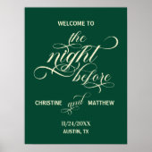 Elegantes Skript Die Nacht vor Aquamarinem Empfang Poster (Vorne)