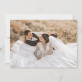 Elegantes Skript Doppelseitiges Foto Hochzeit Dankeskarte (Rückseite)