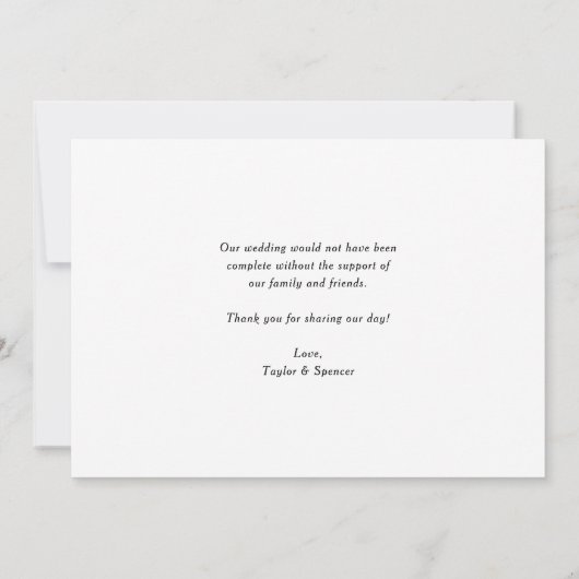 Elegantes Skript Drei Fotocollagen Rote Hochzeit Dankeskarte (Rückseite)