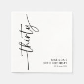 Elegantes Skript Dreißigster 30. Geburtstag Serviette (Vorderseite)