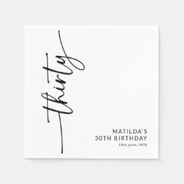 Elegantes Skript Dreißigster 30. Geburtstag Serviette