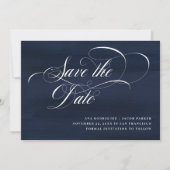 Elegantes Skript | Dunkelblau Save The Date (Vorderseite)