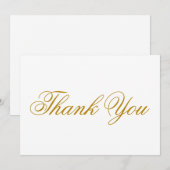 Elegantes Skript dunkelgold weiß Dankeschön Karte (Vorne/Hinten)