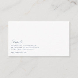 Elegantes Skript Dusty Blue & White Wedding Detail Begleitkarte