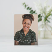 Elegantes Skript ein Foto Abschluss vielen Dank Postkarte (Stehend Vorderseite)