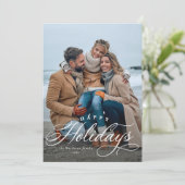 Elegantes Skript, ein Foto vertikal Feiertagskarte (Stehend Vorderseite)