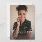 Elegantes Skript, einfach zwei Foto Abschluss Einladung (Vorderseite)