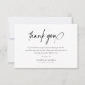 Elegantes Skript Einfache Beerdigung Dankeskarte (Vorderseite)