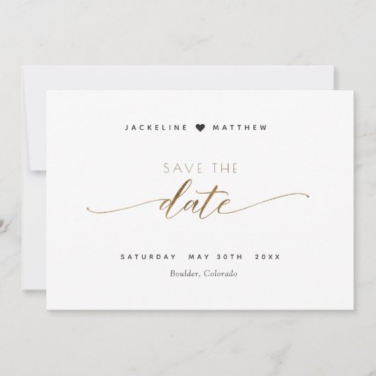 Elegantes Skript, Einfache Briefmarke Hochzeit spe Save The Date (Vorderseite)
