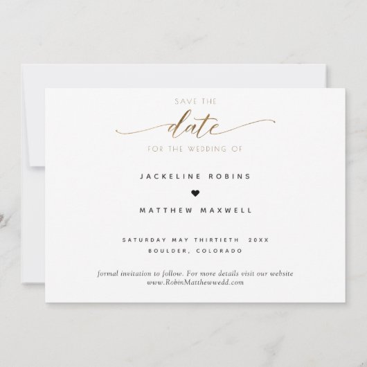 Elegantes Skript Einfache Hochzeit Speichern Sie d Save The Date (Rückseite)