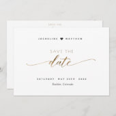 Elegantes Skript Einfache Hochzeit Speichern Sie d Save The Date (Vorne/Hinten)