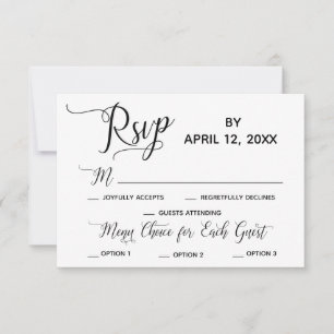 Elegantes Skript Einfache Menüoptionen Hochzeitsra RSVP Karte