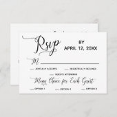Elegantes Skript Einfache Menüoptionen Hochzeitsra RSVP Karte (Vorne/Hinten)