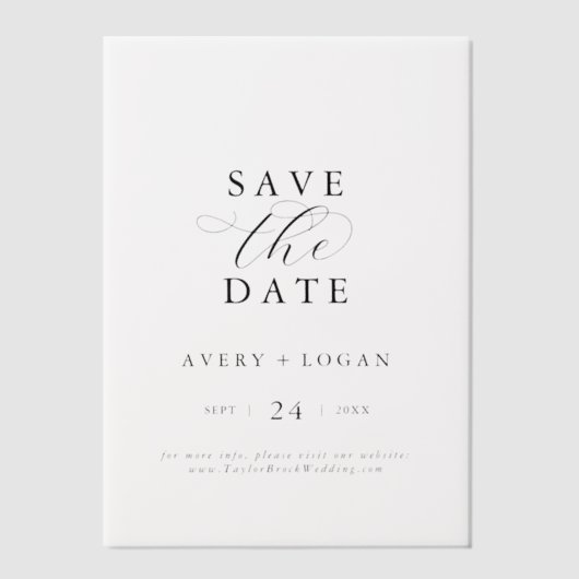 Elegantes Skript Einfache moderne Hochzeit speiche Pergament Einladungen (Vorderseite)