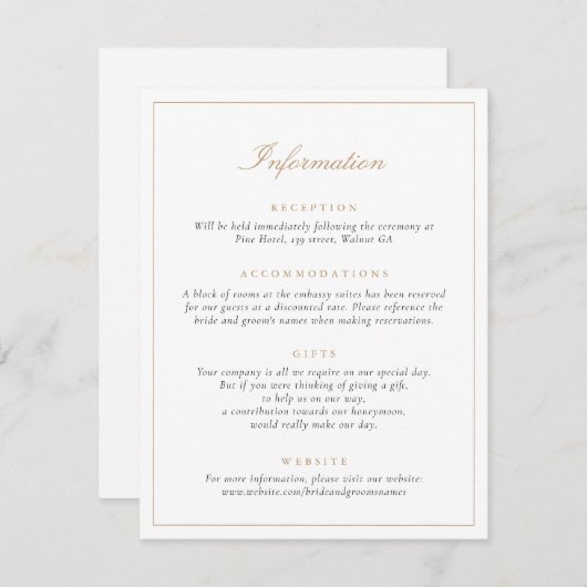 Elegantes Skript Einfache moderne Hochzeitsinforma Einladung (Vorne/Hinten)