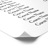 Elegantes Skript Einfache moderne Hochzeitssitzkar Poster (Ecke)