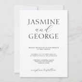 Elegantes Skript Einfache Schwarz & Weiß Hochzeit Einladung (Vorderseite)