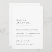 Elegantes Skript Einfache Schwarz-Weiß-Hochzeit Einladung (Vorne/Hinten)