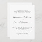 Elegantes Skript Einfache Schwarz-Weiß-Hochzeit Einladung (Vorne/Hinten)