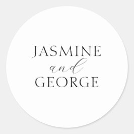 Elegantes Skript Einfache Schwarz & Weiß Hochzeit Runder Aufkleber