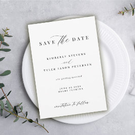 Elegantes Skript einfache Schwarz-Weiß-Hochzeit Save The Date