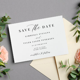 Elegantes Skript einfache Schwarz-Weiß-Hochzeit Save The Date