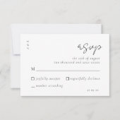 Elegantes Skript Einfache Schwarz-weiße Hochzeitsr RSVP Karte (Vorderseite)
