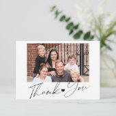 Elegantes Skript einfaches Foto personalisiert Dankeskarte (Stehend Vorderseite)