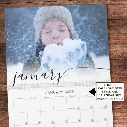 Elegantes Skript Einfaches Foto pro Monat Kalender