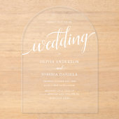 Elegantes Skript Einladungen für einfache Hochzeit (Vorderseite)