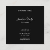 Elegantes Skript Elegant Schwarz-Weiß Cool Schlich Quadratische Visitenkarte (Rückseite)