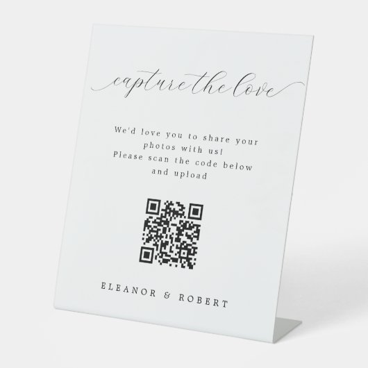 Elegantes Skript erfassen Sie die Liebe QR Code We Sockelschild (Vorderseite)