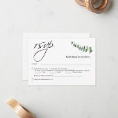 Elegantes Skript Eucalyptus QR Code Wedding rsvp Mitteilungskarte (Vorderseite/Rückseite Beispiel)