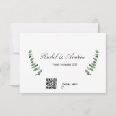 Elegantes Skript Eucalyptus QR Code Wedding rsvp Mitteilungskarte (Rückseite)