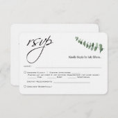 Elegantes Skript Eucalyptus QR Code Wedding rsvp Mitteilungskarte (Vorne/Hinten)