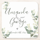 Elegantes Skript | Eukalyptus - Blätter | Hochzeit Rechteckiger Pappuntersetzer (Vorderseite)