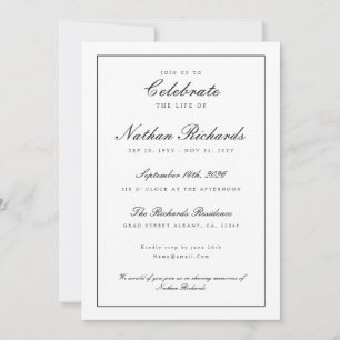 Elegantes Skript-Feier-des-Lebens-Programm Karte