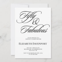 Elegantes Skript Fifty and Fabulous 50. Geburtstag