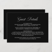 Elegantes Skript Formal Black Wedding Guest Detail Begleitkarte (Vorne/Hinten)