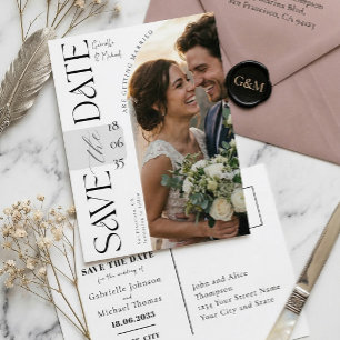 Elegantes Skript Foto Archiv Hochzeit Save The Dat Postkarte